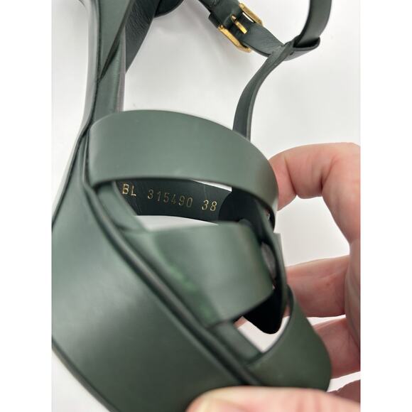 YSL Yves Saint Laurent Tribute 75 Platform Sandal Heels Dark Green Size 38 / 8 - Picture 14 of 16